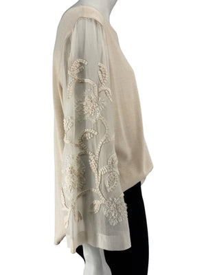 Escada Embellished Silk Sleeve Sweater – Size 46