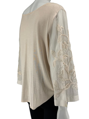 Escada Embellished Silk Sleeve Sweater – Size 46