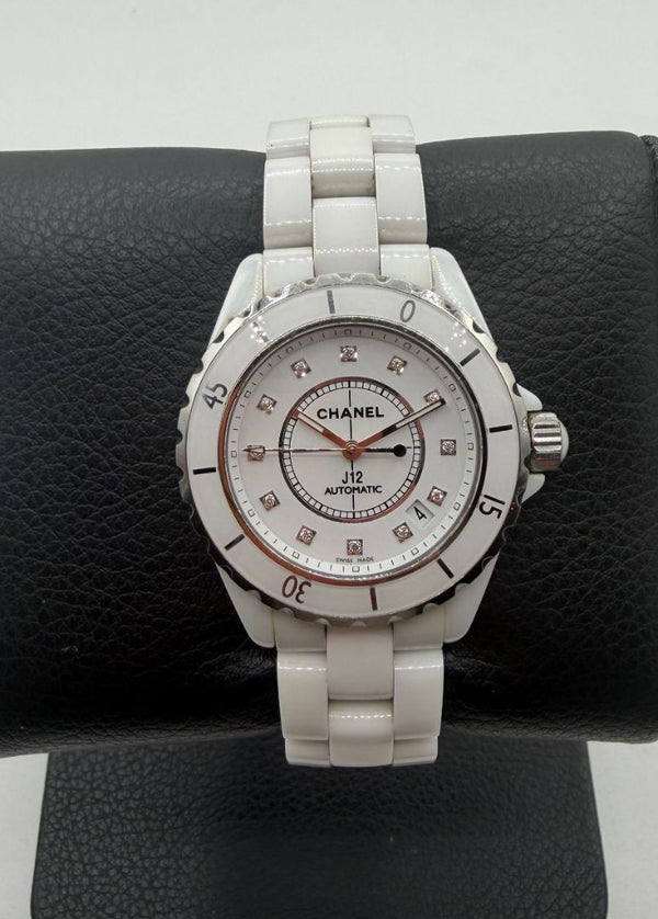 Chanel J12 H1629 – 38mm Automatic – White Ceramic – Diamond Dial – Box & Papers