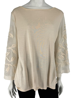 Escada Embellished Silk Sleeve Sweater – Size 46