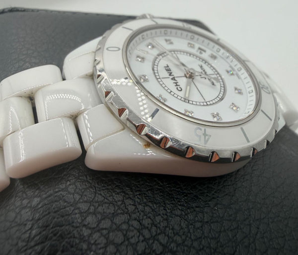 Chanel J12 H1629 – 38mm Automatic – White Ceramic – Diamond Dial – Box & Papers