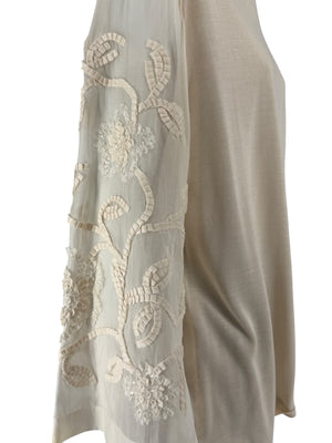 Escada Embellished Silk Sleeve Sweater – Size 46