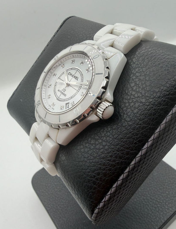 Chanel J12 H1629 – 38mm Automatic – White Ceramic – Diamond Dial – Box & Papers