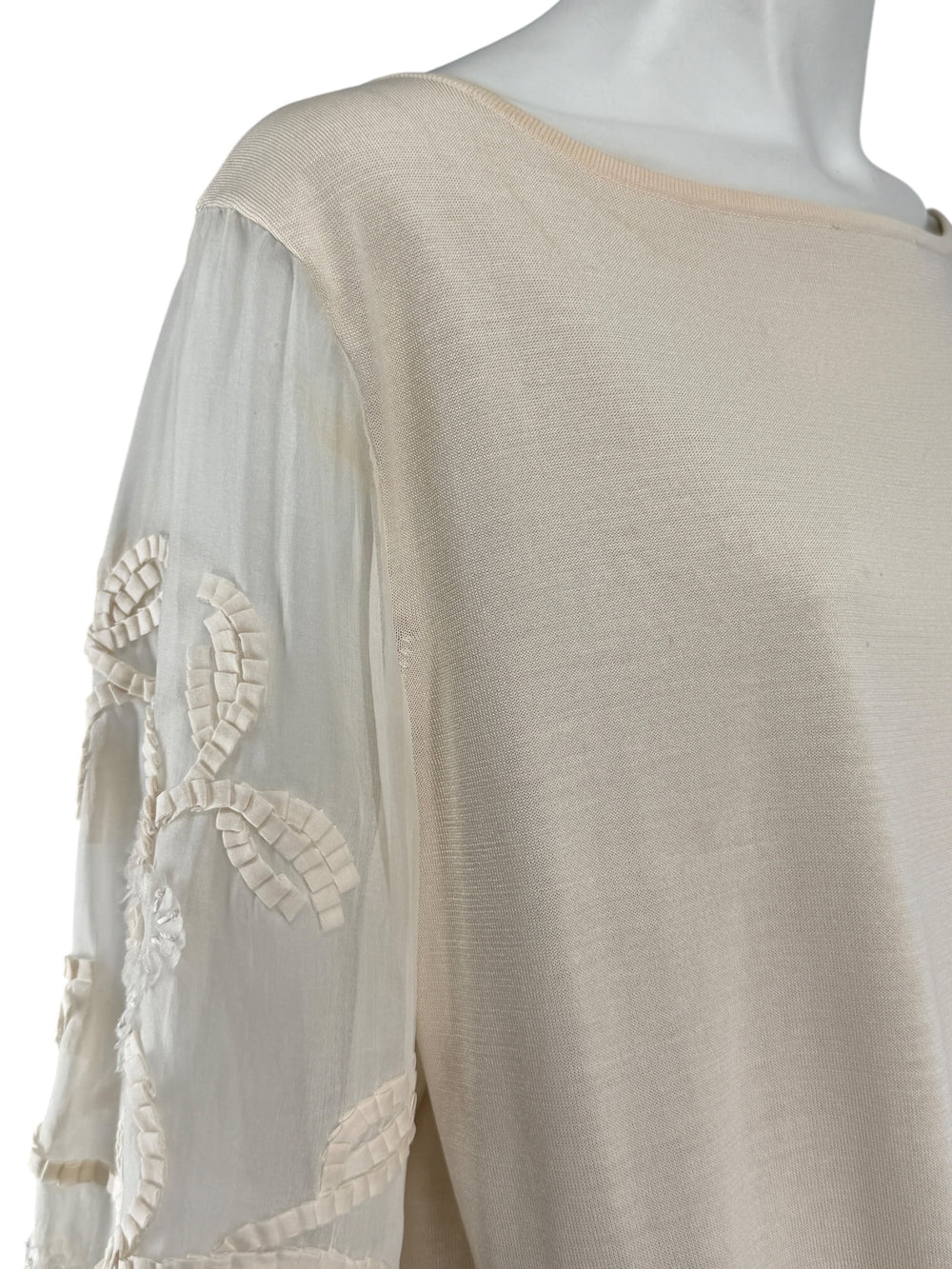 Escada Embellished Silk Sleeve Sweater – Size 46