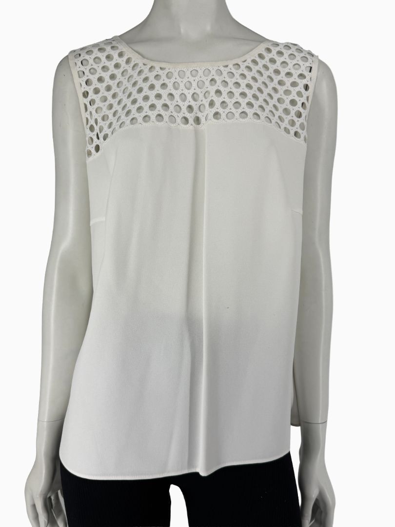 Akris Punto Ivory Openwork Knit 2-Piece Sweater Set – Cardigan Size 16 | Shell Size 14