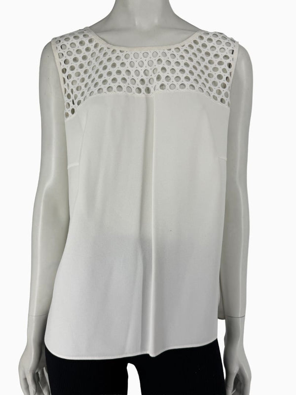 Akris Punto Ivory Openwork Knit 2-Piece Sweater Set – Cardigan Size 16 | Shell Size 14