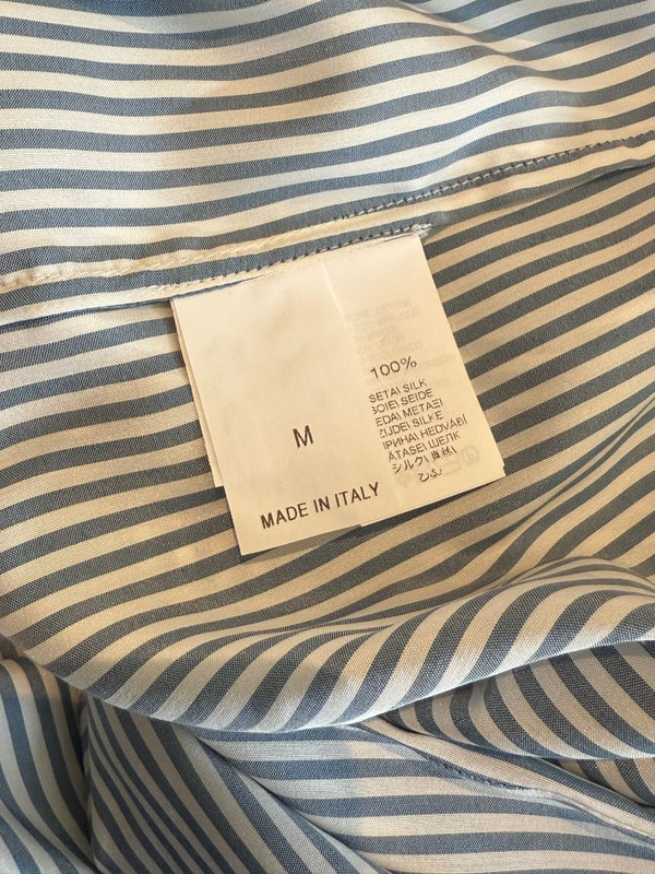 Brunello Cucinelli Striped Silk Shirt with Contrast Collar – Size M