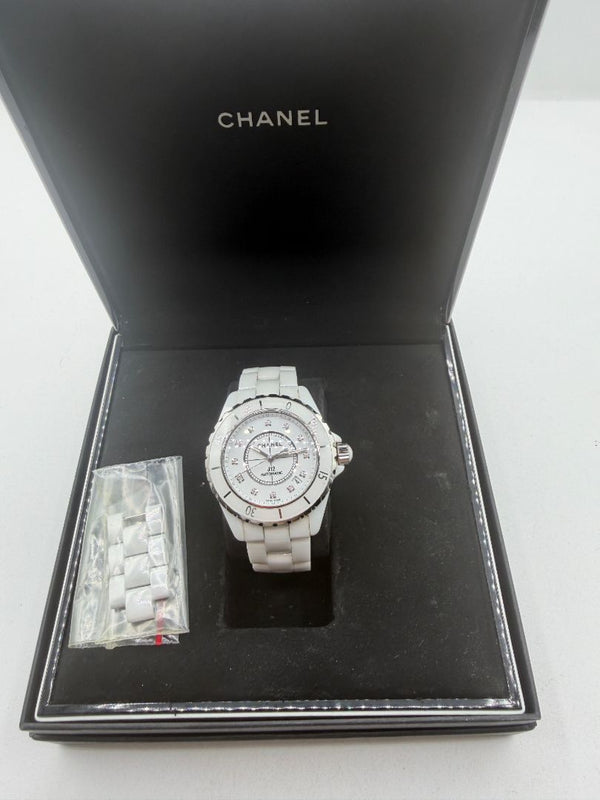 Chanel J12 H1629 – 38mm Automatic – White Ceramic – Diamond Dial – Box & Papers