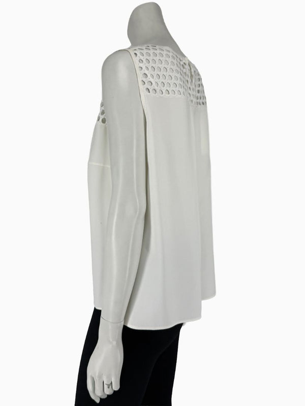 Akris Punto Ivory Openwork Knit 2-Piece Sweater Set – Cardigan Size 16 | Shell Size 14