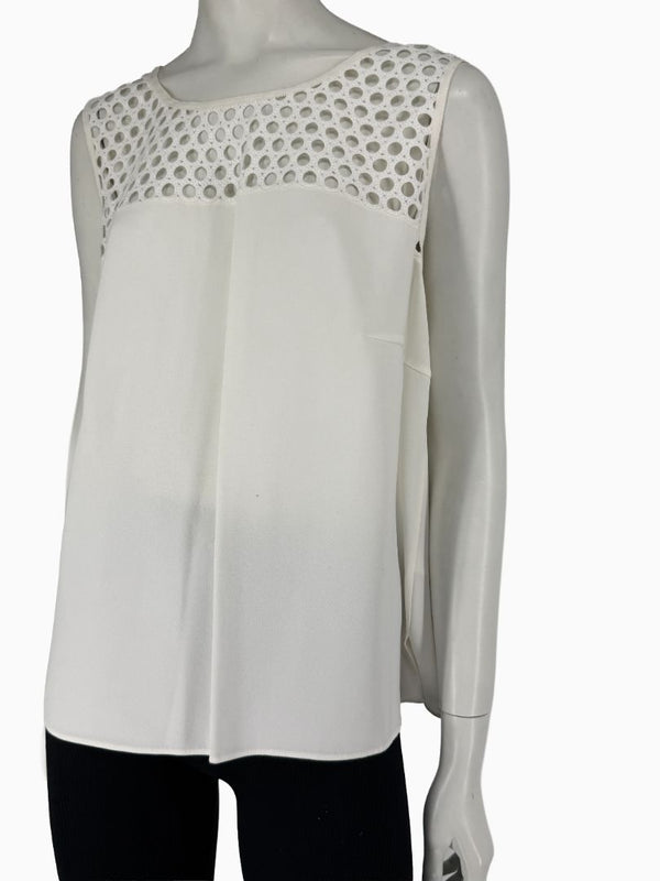Akris Punto Ivory Openwork Knit 2-Piece Sweater Set – Cardigan Size 16 | Shell Size 14
