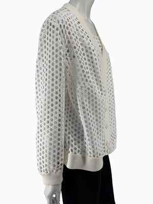 Akris Punto Ivory Openwork Knit 2-Piece Sweater Set – Cardigan Size 16 | Shell Size 14