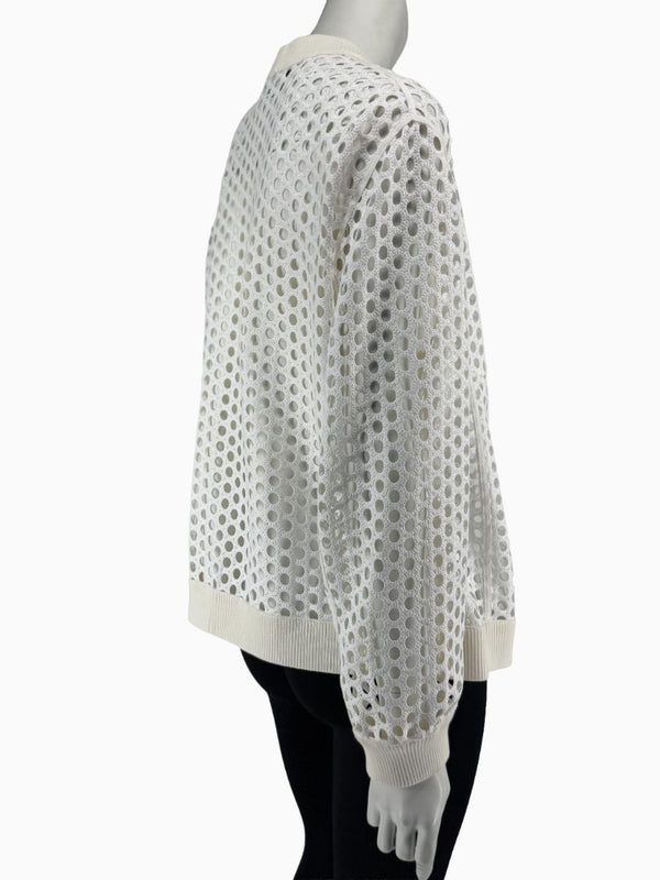 Akris Punto Ivory Openwork Knit 2-Piece Sweater Set – Cardigan Size 16 | Shell Size 14