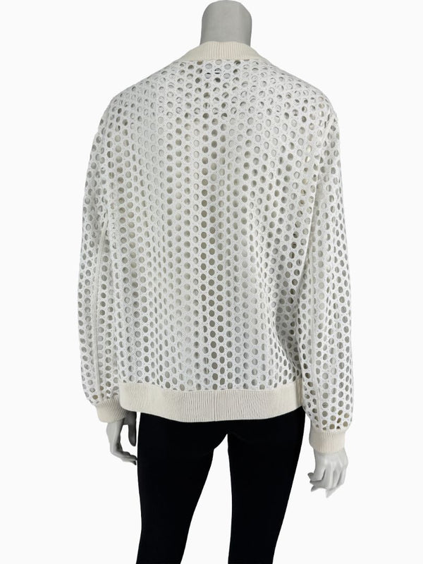 Akris Punto Ivory Openwork Knit 2-Piece Sweater Set – Cardigan Size 16 | Shell Size 14