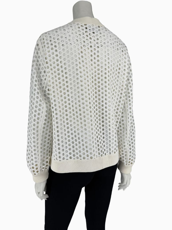 Akris Punto Ivory Openwork Knit 2-Piece Sweater Set – Cardigan Size 16 | Shell Size 14