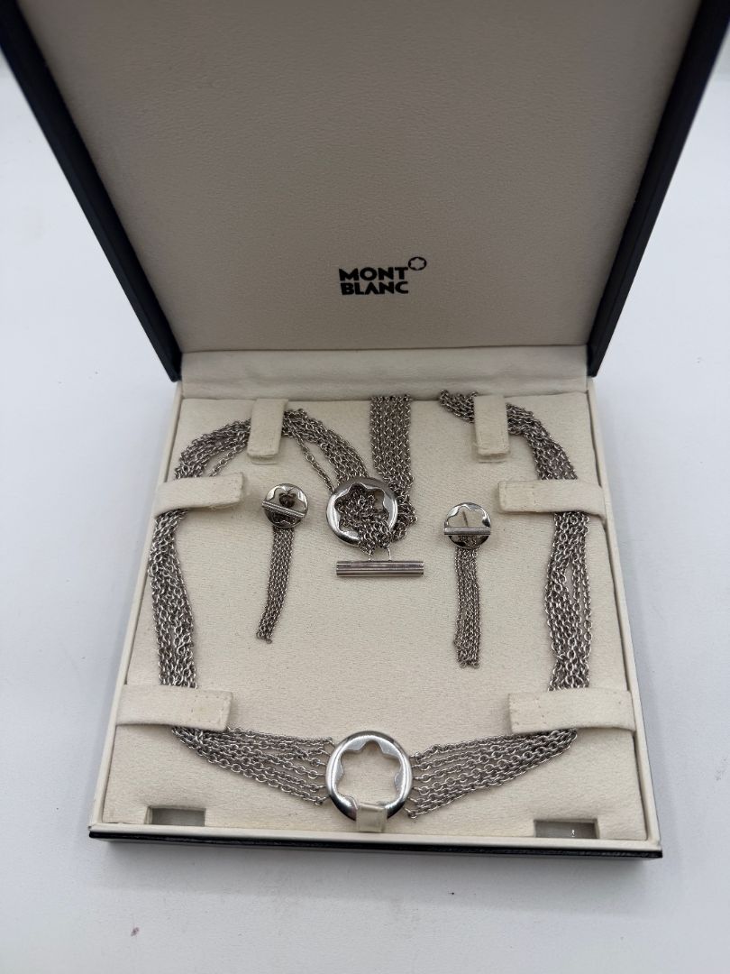 Montblanc Caress of a Star 925 Sterling Silver Necklace & Earrings Set