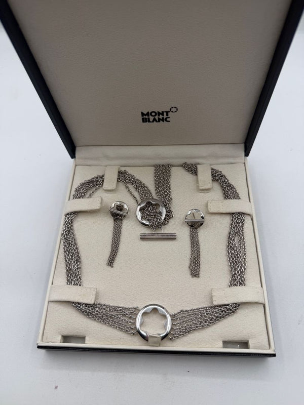 Montblanc Caress of a Star 925 Sterling Silver Necklace & Earrings Set