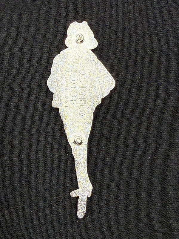 Chanel 03P Silver-Tone “Young Coco Chanel” Silhouette Brooch – Excellent Condition