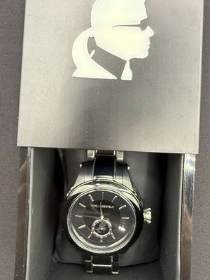 Karl Lagerfeld Black Ceramic-Style Watch with Bracelet w/ Box/Case