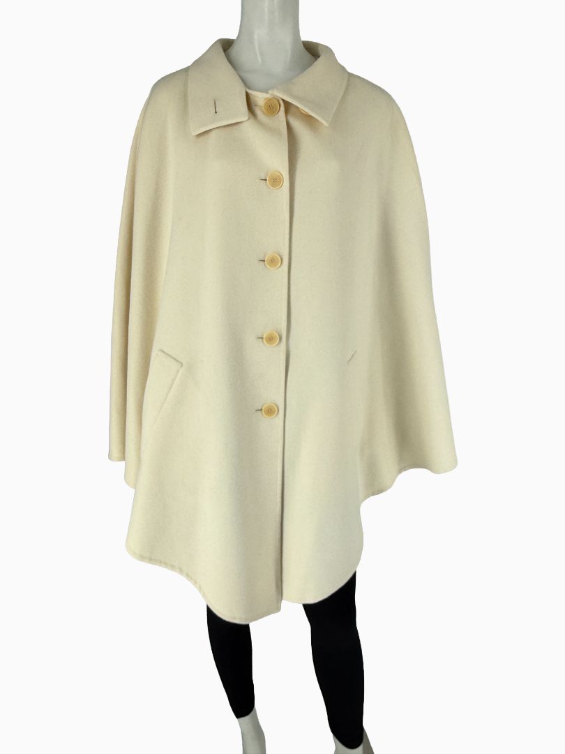 Akris Ivory Wool Blend Cape Coat – Size US 14 / F 46 / D 44