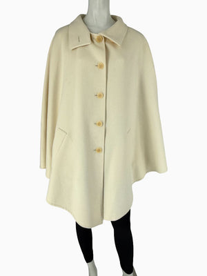 Akris Ivory Wool Blend Cape Coat – Size US 14 / F 46 / D 44