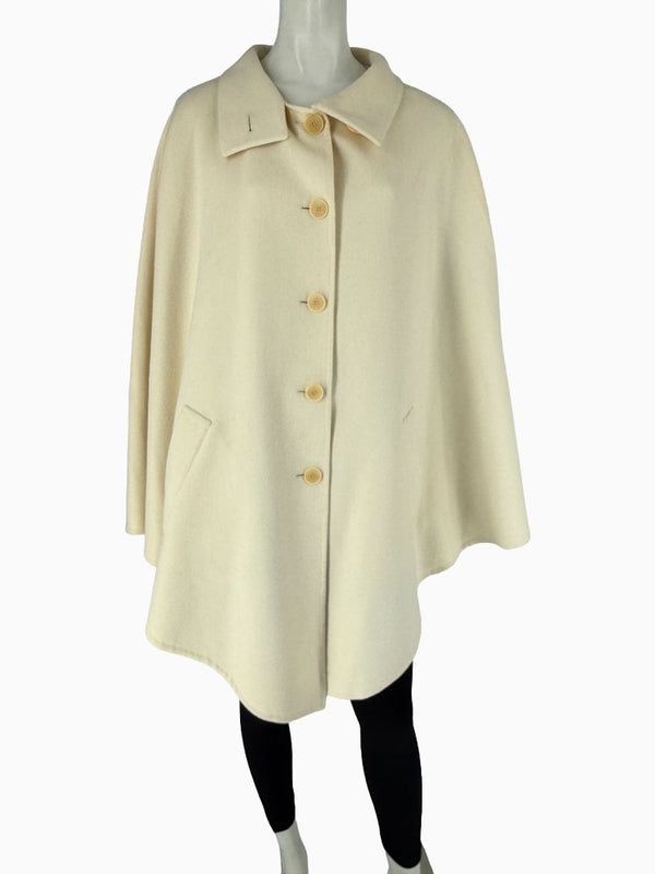 Akris Ivory Wool Blend Cape Coat – Size US 14 / F 46 / D 44