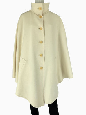 Akris Ivory Wool Blend Cape Coat – Size US 14 / F 46 / D 44