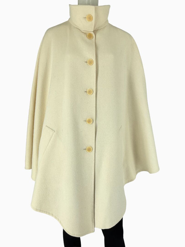 Akris Ivory Wool Blend Cape Coat – Size US 14 / F 46 / D 44