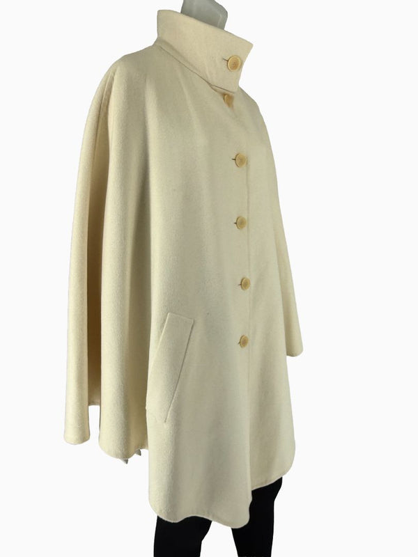 Akris Ivory Wool Blend Cape Coat – Size US 14 / F 46 / D 44