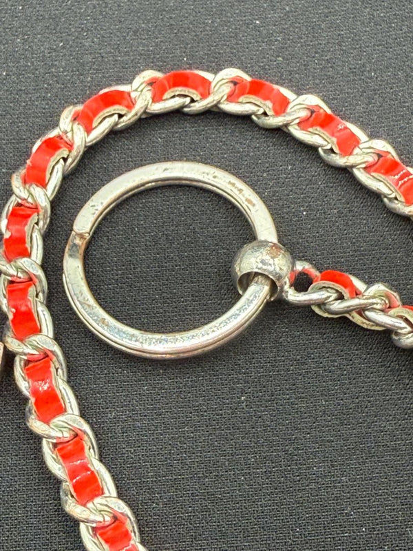 Chanel Hot Pink Enamel CC Chain and Key Ring - With Box