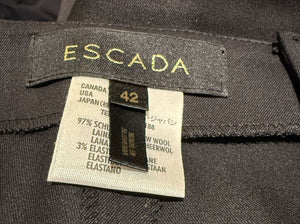 Escada Black Wool Flared Trousers with Split Hem – Size 42