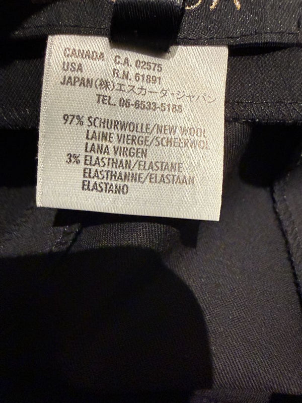 Escada Black Wool Flared Trousers with Split Hem – Size 42
