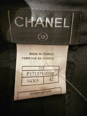 Chanel Black Wool Sailor Trousers with CC Buttons – Size 42