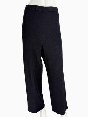 St. John Black Santana Knit 3-Piece Pant Suit – Jacket Size 14 | Shell Size L | Pants Size 18
