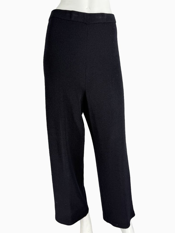 St. John Black Santana Knit 3-Piece Pant Suit – Jacket Size 14 | Shell Size L | Pants Size 18