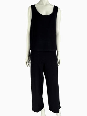 St. John Black Santana Knit 3-Piece Pant Suit – Jacket Size 14 | Shell Size L | Pants Size 18