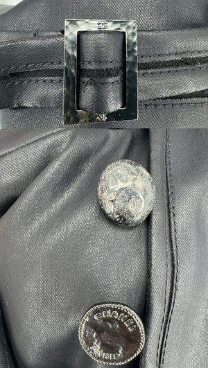 Chanel Spring 2015 Black Coated Cotton Trench Coat Size 10/42