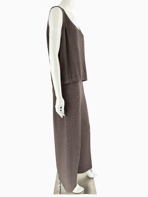 St. John Chocolate Brown Santana Knit 3-Piece Pant Set – Jacket, Tank & Pants Large/14