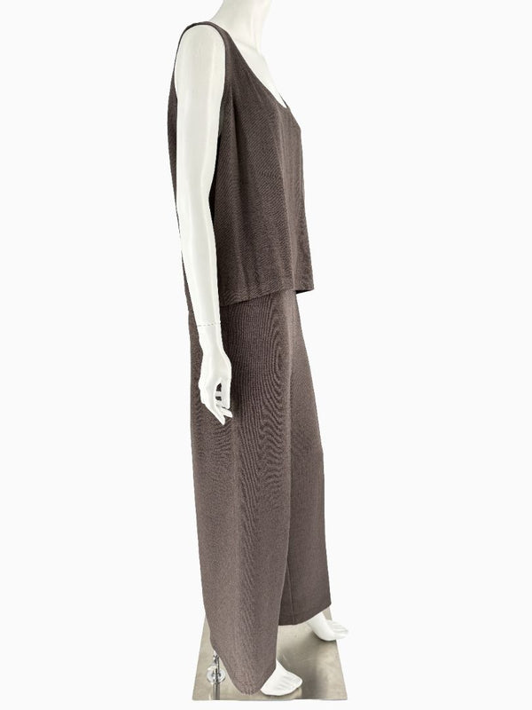 St. John Chocolate Brown Santana Knit 3-Piece Pant Set – Jacket, Tank & Pants Large/14