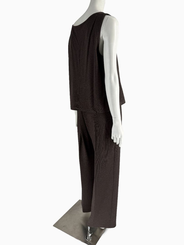 St. John Chocolate Brown Santana Knit 3-Piece Pant Set – Jacket, Tank & Pants Large/14