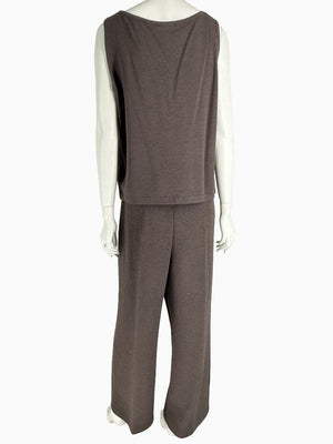 St. John Chocolate Brown Santana Knit 3-Piece Pant Set – Jacket, Tank & Pants Large/14