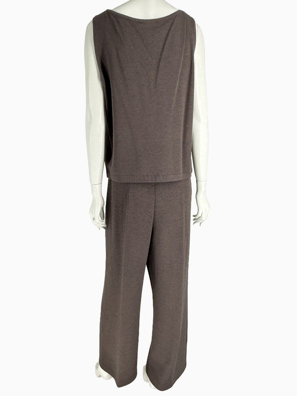 St. John Chocolate Brown Santana Knit 3-Piece Pant Set – Jacket, Tank & Pants Large/14