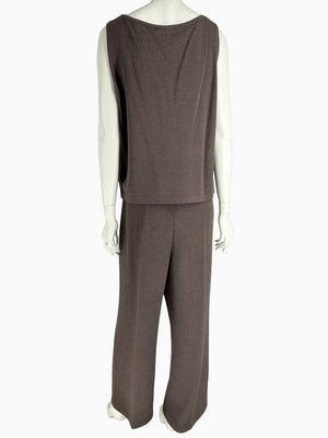 St. John Chocolate Brown Santana Knit 3-Piece Pant Set – Jacket, Tank & Pants Large/14