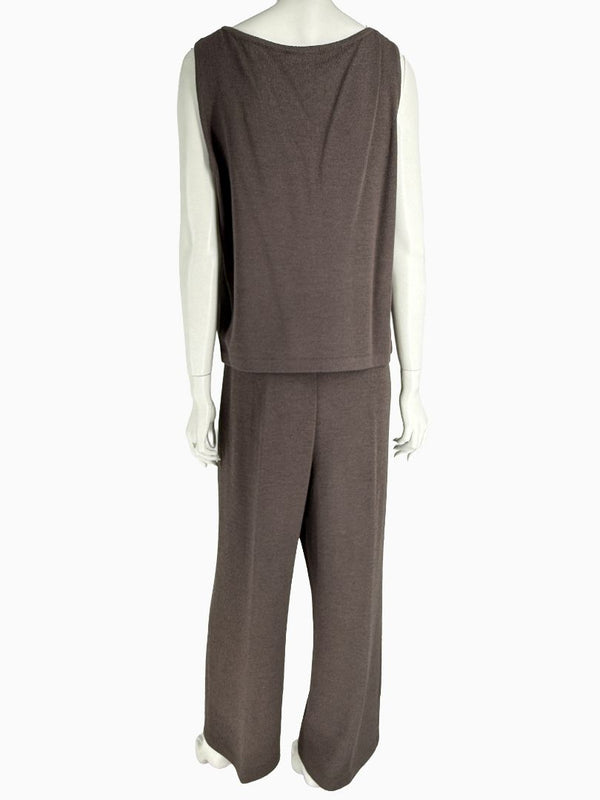 St. John Chocolate Brown Santana Knit 3-Piece Pant Set – Jacket, Tank & Pants Large/14
