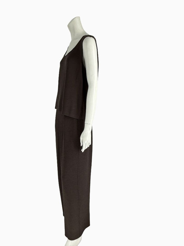 St. John Chocolate Brown Santana Knit 3-Piece Pant Set – Jacket, Tank & Pants Large/14