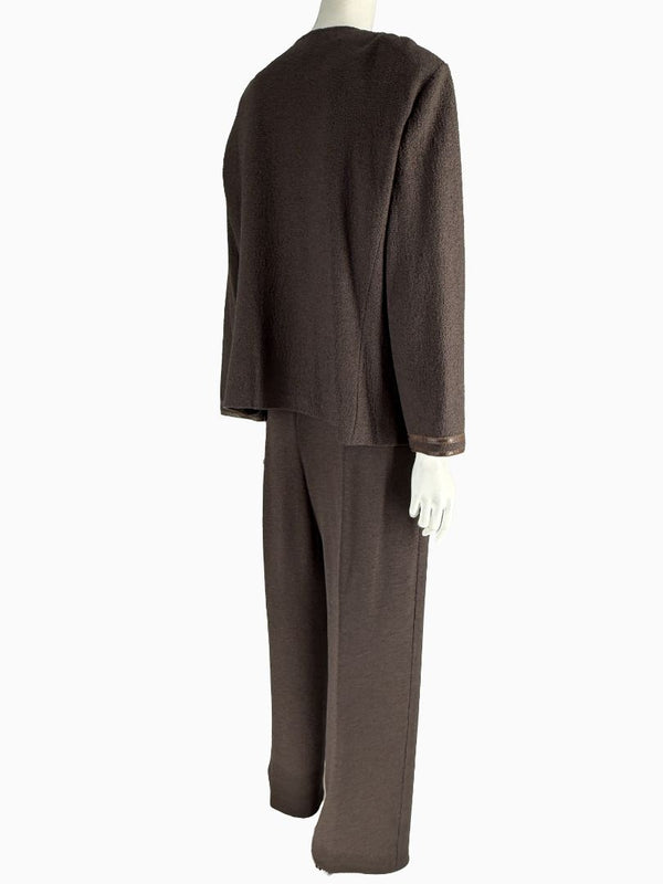 St. John Chocolate Brown Santana Knit 3-Piece Pant Set – Jacket, Tank & Pants Large/14