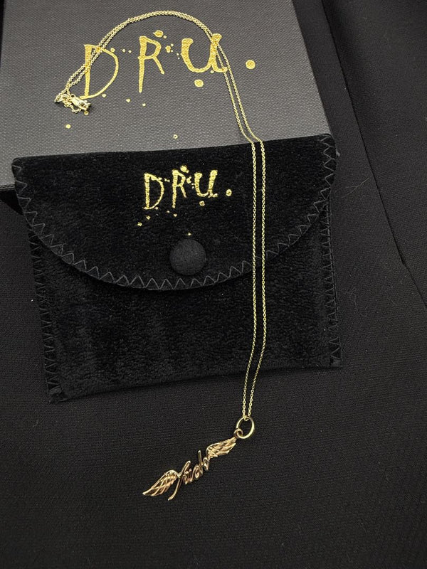 DRU “Flying Fuck” Winged Script Necklace