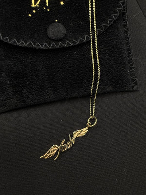 DRU “Flying Fuck” Winged Script Necklace