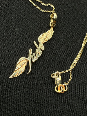 DRU “Flying Fuck” Winged Script Necklace