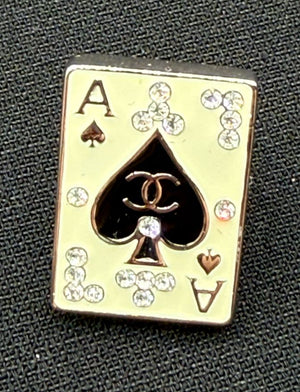 Chanel Casino Collection “Ace of Spades” Mini Pin – 0.7" x 0.5"