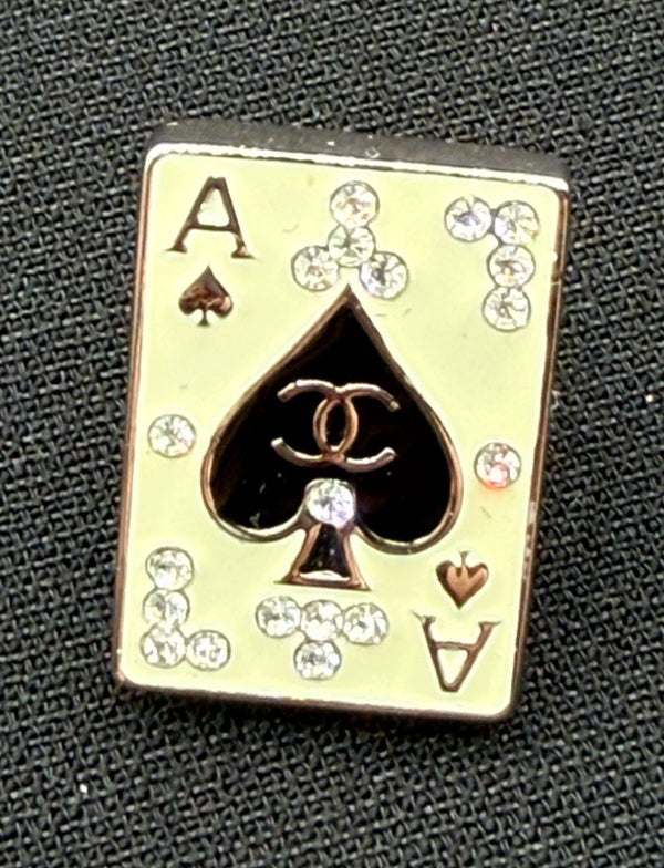 Chanel Casino Collection “Ace of Spades” Mini Pin – 0.7" x 0.5"